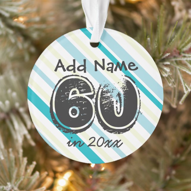 60th Birthday Personalise Name and Date Ornament (Tree)