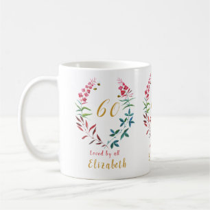 60th Birthday Personalised Girly Floral Feminine Coffee Mug