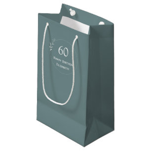 60th Birthday Personalised Green Small Gift Bag