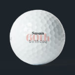 60th Birthday Personalised Pink Titleist Pro V1 Golf Balls<br><div class="desc">"60"  or any age.  Personalised.  Pink and black text.  Titleist Pro V1.</div>