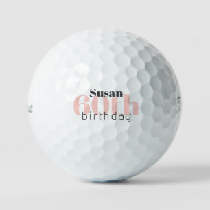 60th Birthday Personalised Pink Titleist Pro V1 Golf Balls