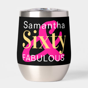 60th Birthday Personalised Sixty Fabulous Hot Pink