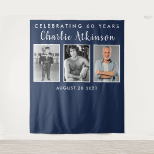 60th birthday photo collage backdrop banner tapestry