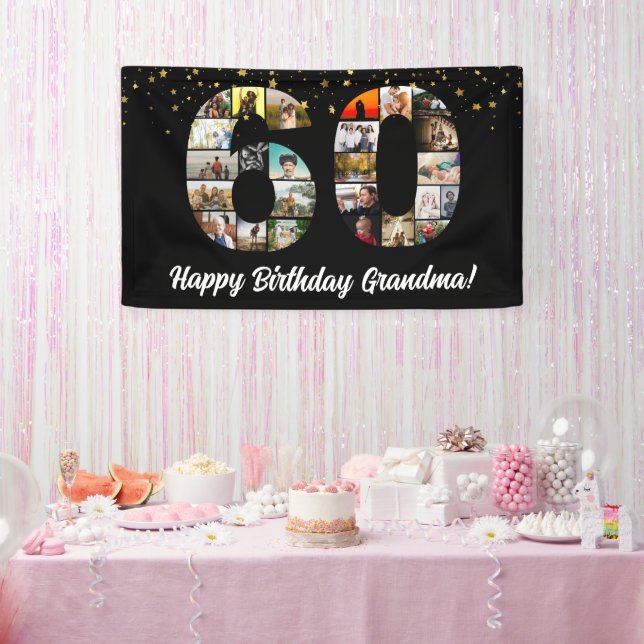 60th Birthday Photo Collage Banner for Grandparent (Party)