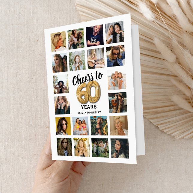 60th Birthday Photo Collage Card (Creator Uploaded)