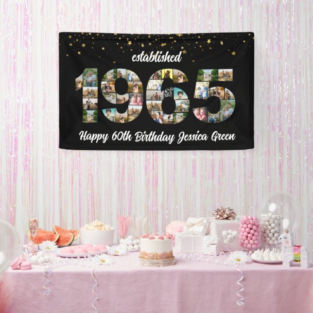 60th Birthday Photo Collage Established 1965 Banner (Party)
