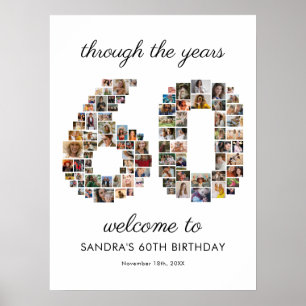 60th Birthday Photo Collage Welcome Poster