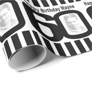 60th Birthday photo fun black and white wrapping Wrapping Paper
