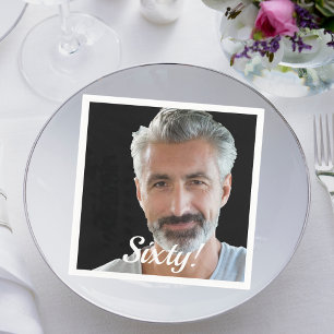 60th birthday photo guys script napkin