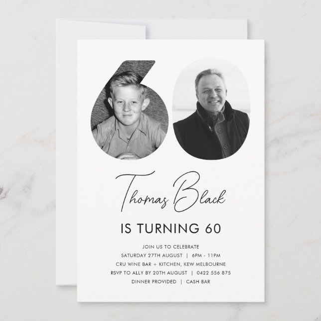 60th Birthday Photo Invitation (Front)