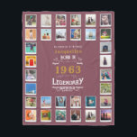 60th Birthday Photo Template Mother Grandmother Fl Fleece Blanket<br><div class="desc">Personalised gift fleece blanket with 32 photos of your choice. A wonderful gift idea to commemorate a special birthday for that wonderful person. TOP TIP: If you Pre-crop your photos into a square shape before you upload them you have control of how they look. No problem if you can't do...</div>