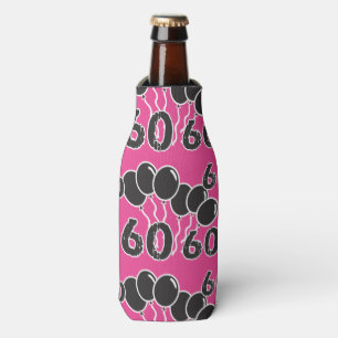 60th Birthday PINK BLACK Bottle Cooler