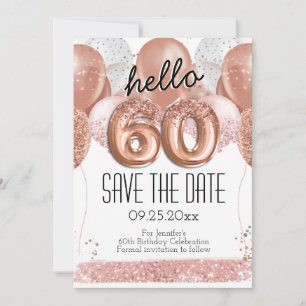 60th Birthday Pink Glitter Save the Date Invitation