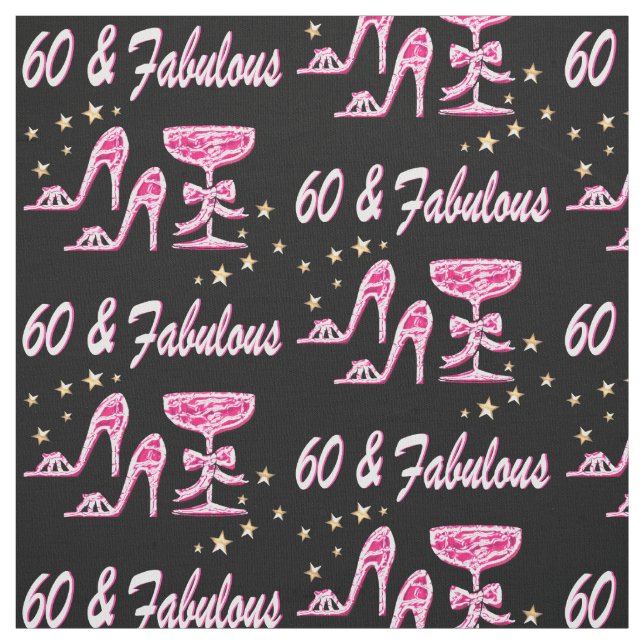 60TH BIRTHDAY PINK HIGH HEELS AND MARTINI FABRIC (Swatch)