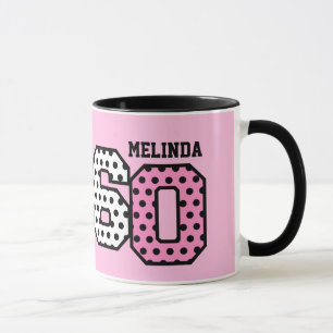 60th Birthday PINK POLKA DOTS Custom Name V04E Mug
