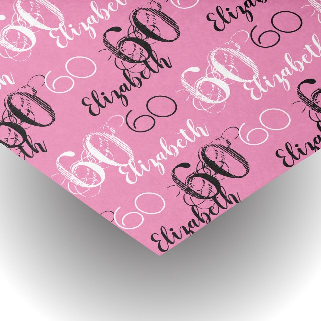60th birthday Pretty Pink with Name Tissue Paper (Creator Uploaded)