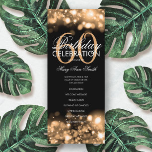 60th Birthday Program Glam Lights Gold w/ Menu