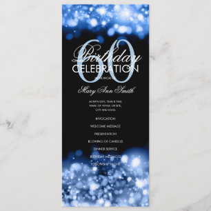60th Birthday Program Glam Lights Navy w/ Menu