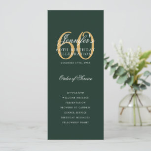60th Birthday Program Gold Green Thank You Invitation