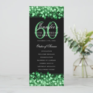 60th Birthday Program Green Menu+Thank You Invitation