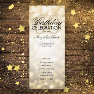 60th Birthday Program Lights Gold Menu