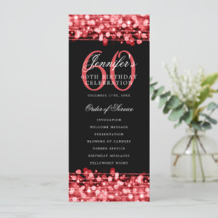 60th Birthday Program Red Menu+Thank You Invitation