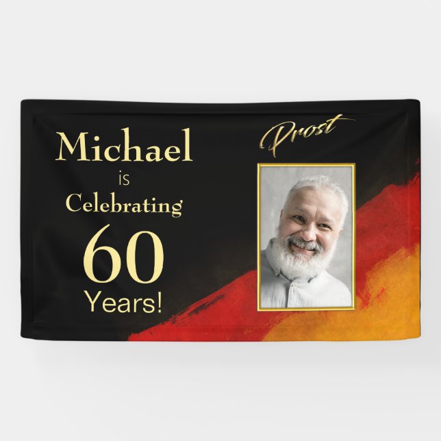 60th Birthday Prost Name, Age + Photo  Banner (Horizontal)