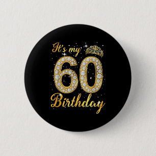 60th birthday queen diamond crown 60 year old 6 cm round badge