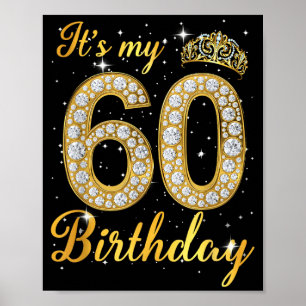60th birthday queen diamond crown 60 year old poster