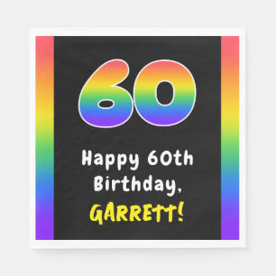60th Birthday: Rainbow Spectrum # 60, Custom Name Napkin