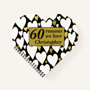 60th Birthday Reasons Heart Shaped Guest Book Gift