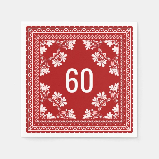 60th Birthday Red Bandanna   Napkin (Front)