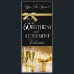 60th Birthday Retirement Combination Invitation<br><div class="desc">This is an elegant yet unique black and gold champagne design celebrating both a 60th birthday and a retirement!  Beautiful text layout adds to the beauty of this design.</div>