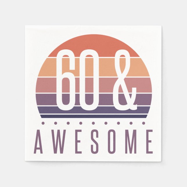 60th Birthday Retro Sunset Napkin (Front)