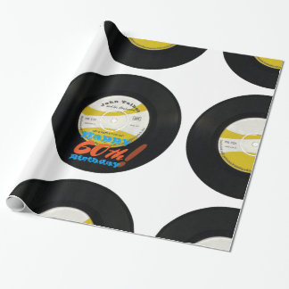 60th Birthday Retro Vinyl Record 45 RPM Name WP Wrapping Paper