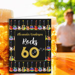 60th birthday Rock and Roll Guitar add Name Card<br><div class="desc">Add a name to the modern gold typography template ‘Alexander Rocks 60’ and create the perfect personalised rock and roll 60th birthday black and gold cool guitar greetings card. This funky psychedelic guitar pattern includes electric guitars with Fire flame pattern and red pick guard, multicolored semi acoustic guitars and psychedelic...</div>