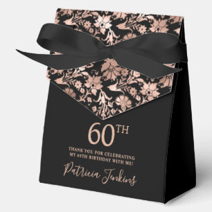 60th Birthday Rose Gold Floral Thank You  Favour Box