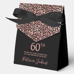 60th Birthday Rose Gold Leopard Print Thank You  Favour Box