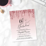 60th Birthday Rose Gold Pink Glitter Budget Invite<br><div class="desc">Elegant,  chic and budget-friendly 60th birthday party invitation featuring "60 & Fabulous" written in stylish script against an ombre pink background,  with pink and rose gold faux glitter dripping from the top.</div>