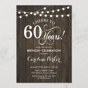 60th Birthday - Rustic Wood Pattern Invitation