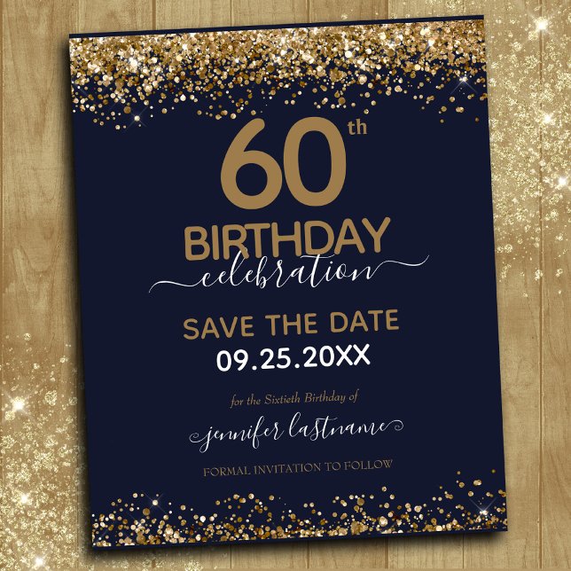 60th Birthday Save the Date Budget Invitation (Creator Uploaded)