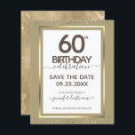60th Birthday Save the Date Budget Invitation<br><div class="desc">Lovely faux foil border with shimmering confetti highlights on the top and bottom border. All text is adjustable and easy to change for your own party needs. Great elegant 50th birthday template design.</div>