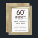60th Birthday Save the Date Budget Invitation<br><div class="desc">Lovely faux foil border with shimmering confetti highlights on the top and bottom border. All text is adjustable and easy to change for your own party needs. Great elegant 50th birthday template design.</div>