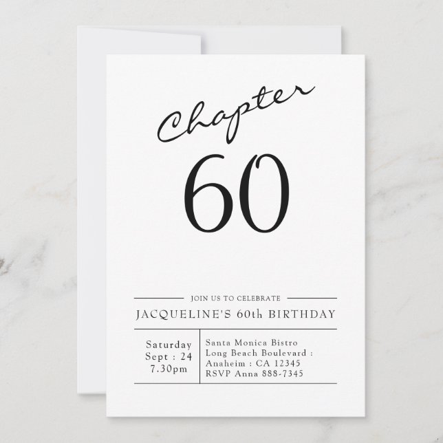60th Birthday Script 60 Party Invitation (Front)