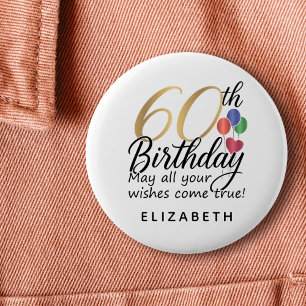 60th Birthday Script Typography Milestone Classic  6 Cm Round Badge