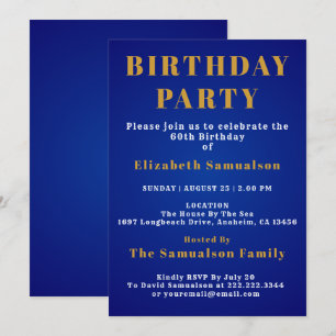 60th Birthday Setting Standards Blue Birthday Invitation
