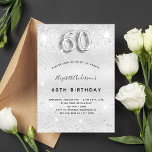 60th birthday silver elegant glamorous invitation<br><div class="desc">A modern,  stylish and glamorous invitation for a 60th birthday party.  A faux silver looking background,  decorated with glitter dust.    Personalize and add your name nad party details.  Number 60 is written with a balloon style font,  script.</div>
