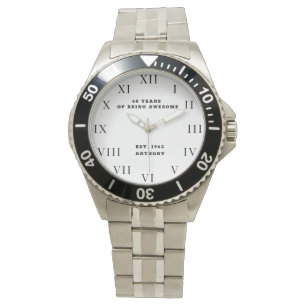60th Birthday Sixty Black Vintage Funny Modern Watch