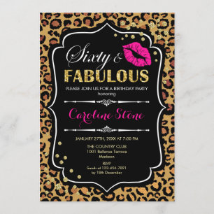 60th Birthday - Sixty Fabulous Leopard Print Invitation