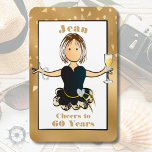 60th Birthday Sparkle Funny Cheers to 60 Cartoon  Magnet<br><div class="desc">Celebrate that special someone's 60th (or any age)  birthday with a champagne toast!  This funny and glam magnet is an extra special touch for her big milestone. Great memento for her refrigerator too :)</div>